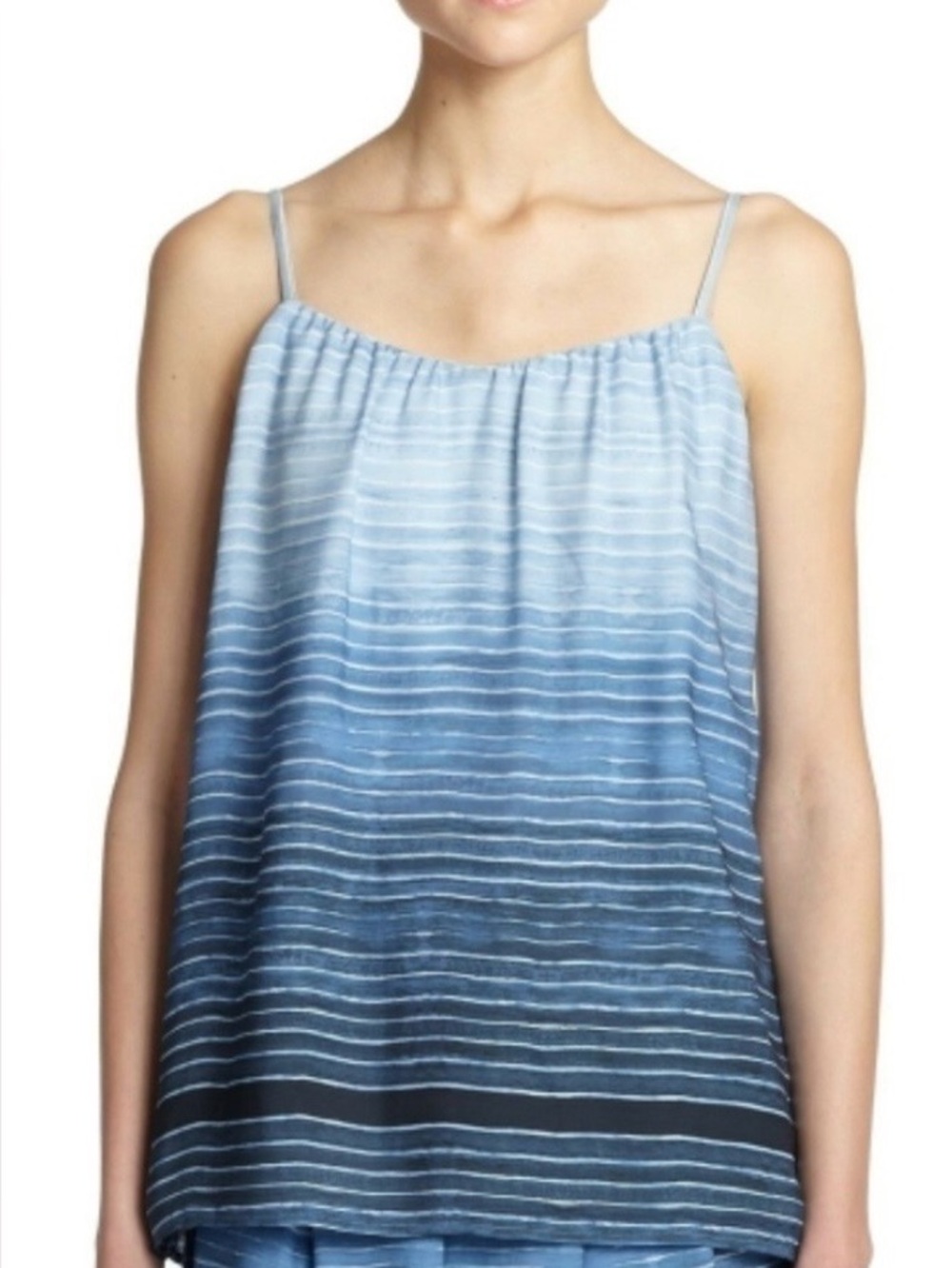 Vince blue ombré silk tank camisole adjustable spaghetti straps boho festival XS